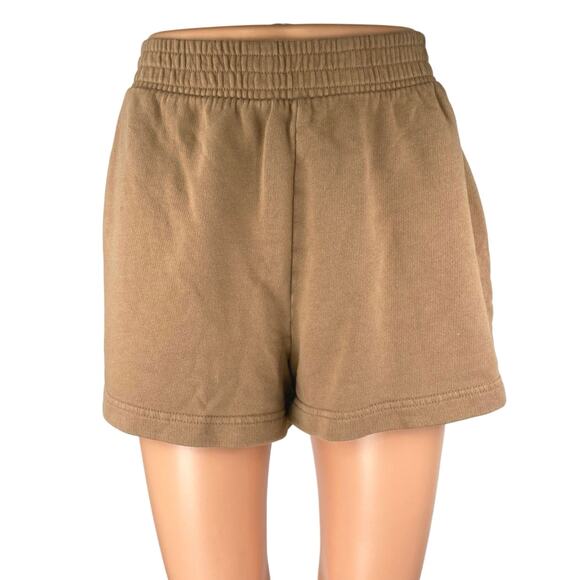 Zara Women's Tan High Waisted Pull On Knit Lounge Mini Sweat Shorts Size M - Picture 1 of 5